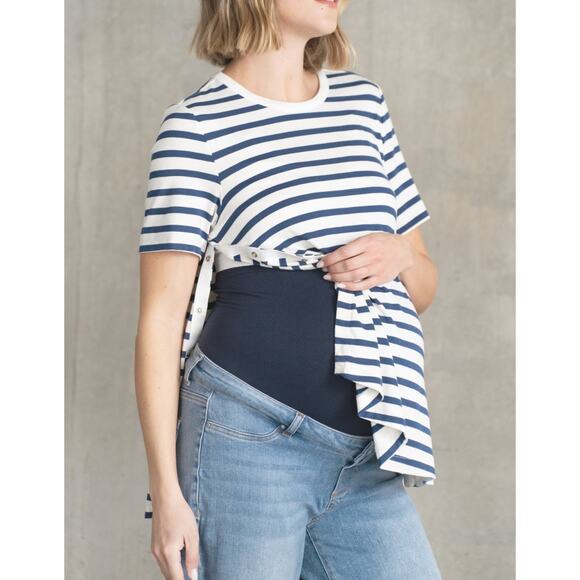 Seraphine Tops - NWT SERAPHINE Maternity Short Sleeve Stripe Nursing Tee Snap Sides Large